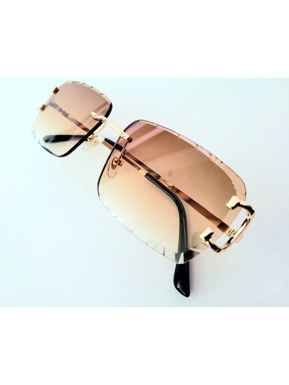 Piccadilly Gld Brw Gradient C Diamond Cut Designer Sunglasses